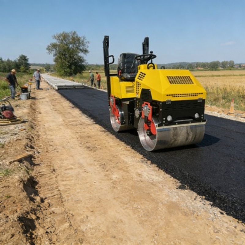 Heavy Equipment Construction - Tek Tamburlu Yol Silindiri Titreşimli Kompaktör
